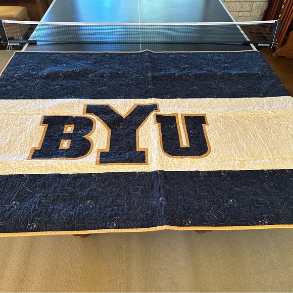 BYU Cougars Lap Throw Size Quilt Blanket 50x67”